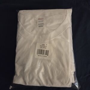 Hanes Cool DRI White Crew Neck Long Sleeve Shirt - 2X Large